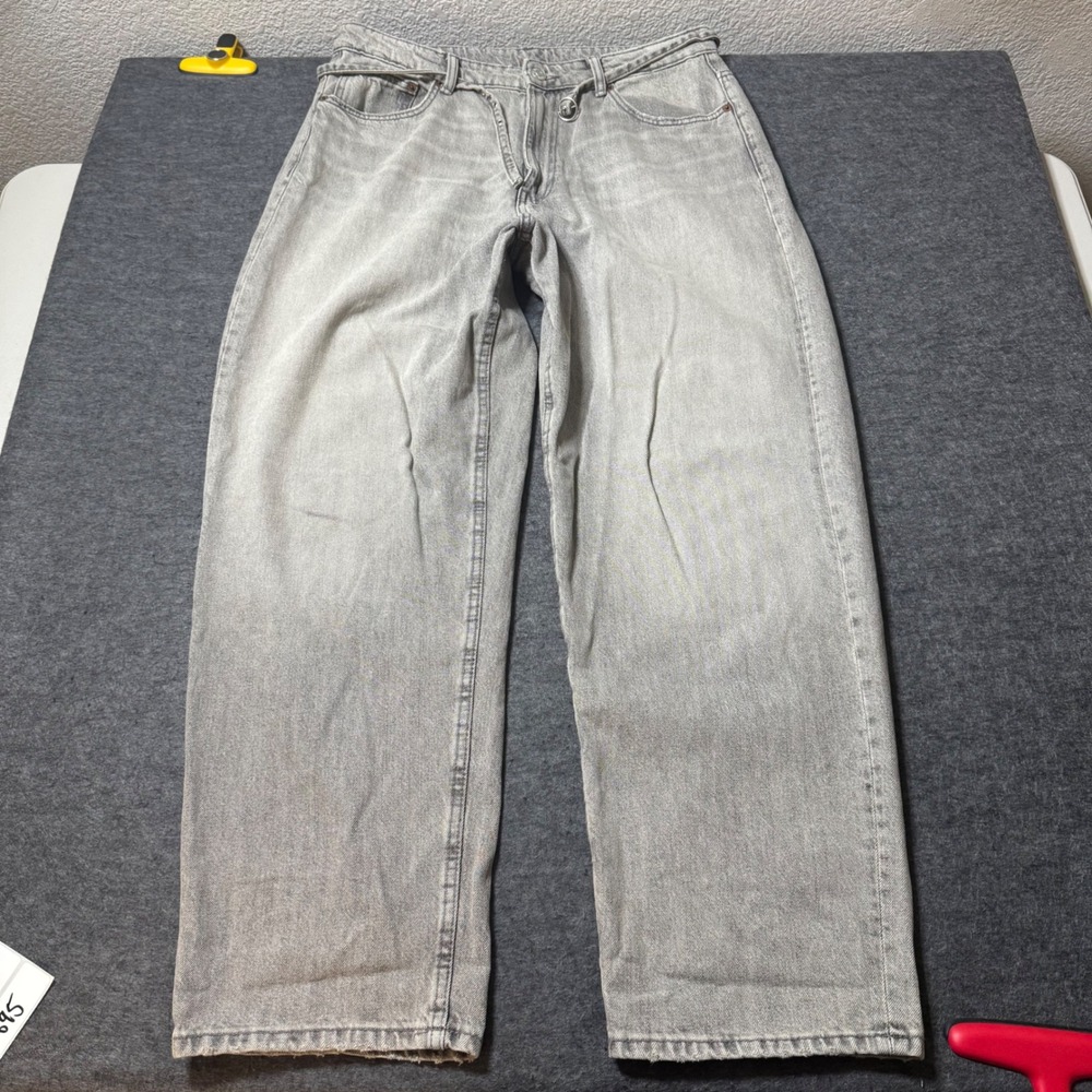 Zara Womens Gray High Waisted Wide Leg Cotton Denim Jeans Size 10 / 32